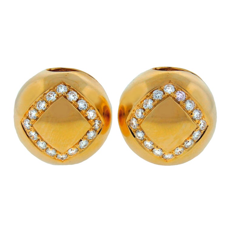 BULGARI Diamond & Yellow Gold Ball Earrings