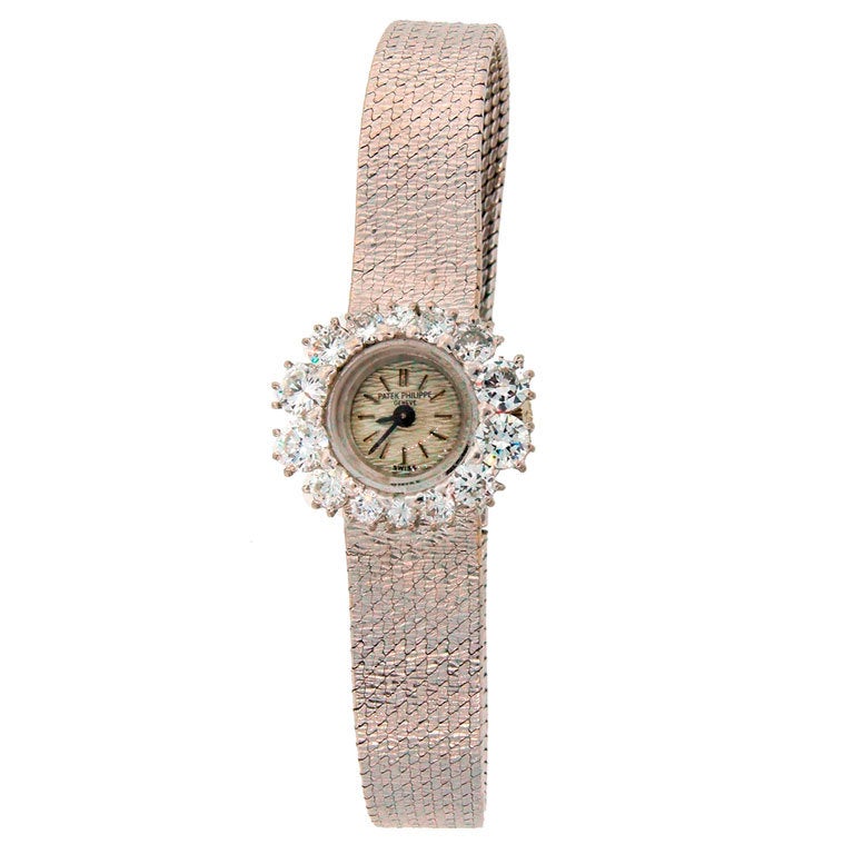 PATEK PHILIPPE Lady's White Gold and Diamond Bracelet Watch