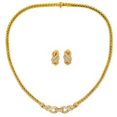 CARTIER Diamond Gold Necklace and Earrings Set