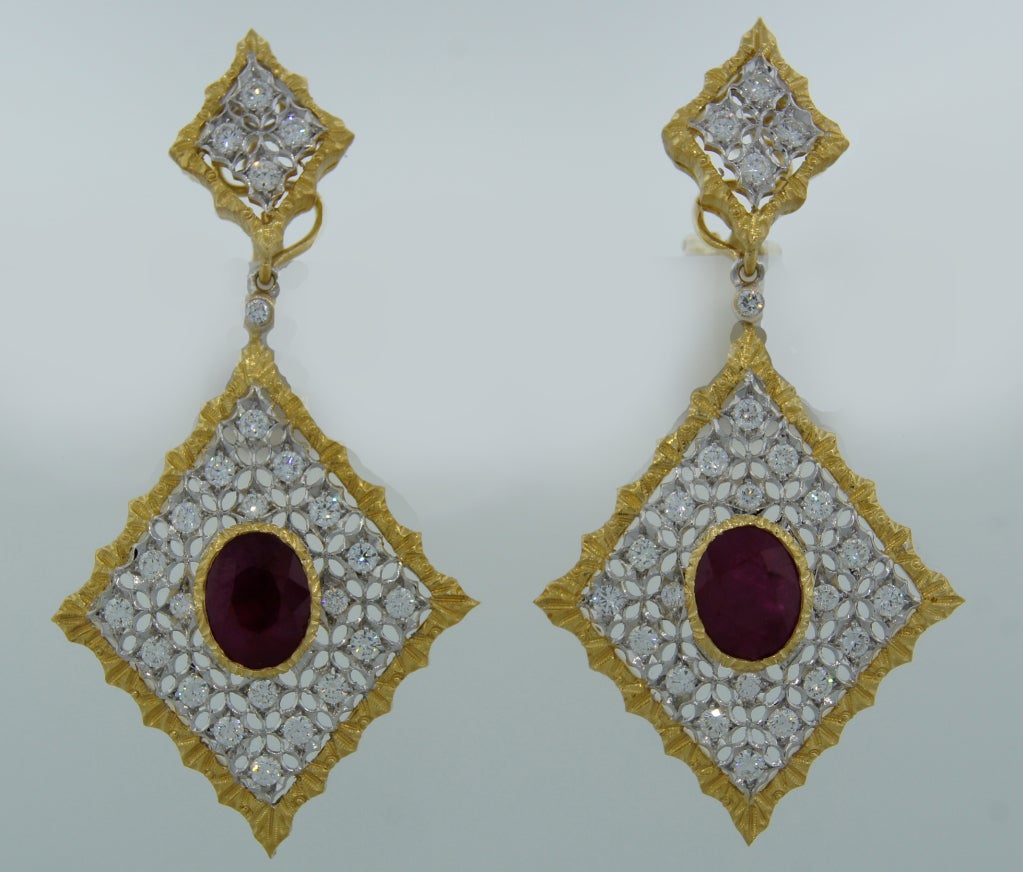 Women's MARIO BUCCELLATI Signature Ruby, Diamond & Gold Earrings