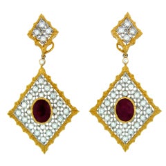 MARIO BUCCELLATI Signature Ruby, Diamond & Gold Earrings