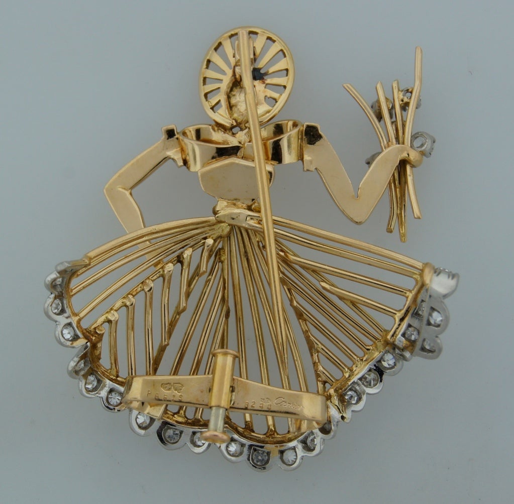 CARTIER Diamond & Yellow Gold Brooch For Sale 1