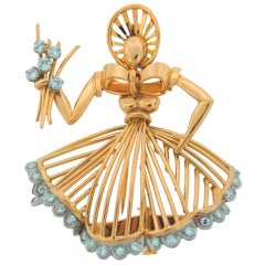 CARTIER Diamond & Yellow Gold Brooch 1