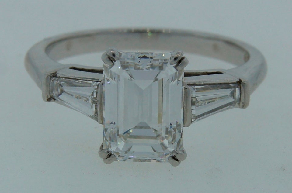 TIFFANY 2.51-ct Emerald Cut Diamond (E, VVS2 GIA) Platinum Ring 1