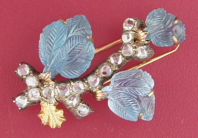 Women's MARIO BUCCELLATI Diamond Aquamarine Gold Brooch Pin