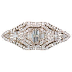 MARCUS Art Deco Diamond & Platinum Brooch / Double Clips
