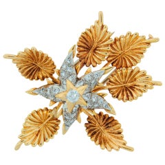 TIFFANY &Co./ SCHLUMBERGER Diamond Platinum & Gold Floral Brooch