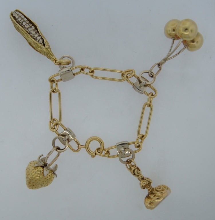CARTIER Bloodstone & Two-Tone Gold Charm Bracelet c.1970s 5