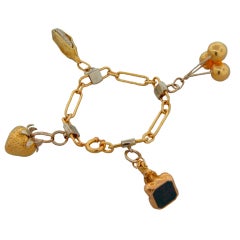 Vintage CARTIER Bloodstone & Two-Tone Gold Charm Bracelet c.1970s