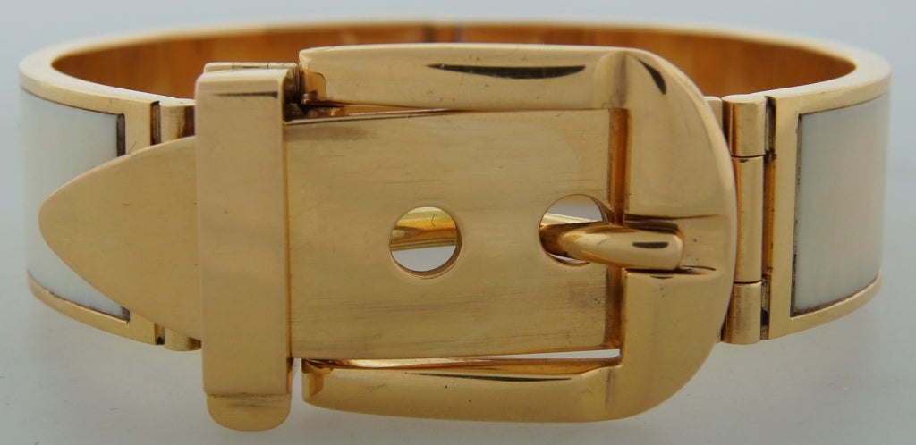 Women's GUCCI Yellow Gold & Bone Belt Bracelet, 1970's