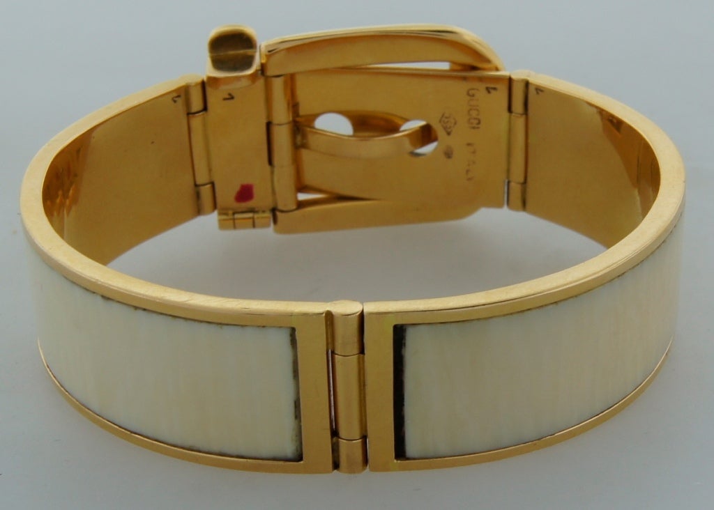 GUCCI Yellow Gold & Bone Belt Bracelet, 1970's 3