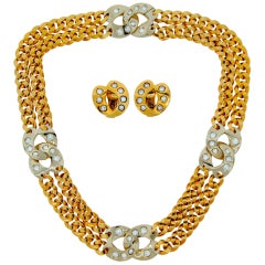 Pomellato Diamond 2-tone Gold Double Chain Necklace and Earrings Set 1