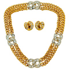 Pomellato Diamond 2-tone Gold Double Chain Necklace and Earrings Set