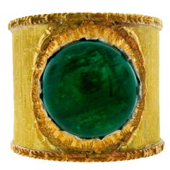 Mario Buccellati 7.51ct Cabochon Emerald & Yellow Gold Band Ring