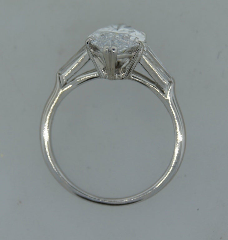 Contemporary Harry Winston Marquise Diamond (GIA Certified) Platinum Ring