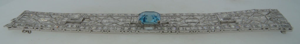 Wide 1960's Aquamarine Diamond & Platinum Bracelet 5