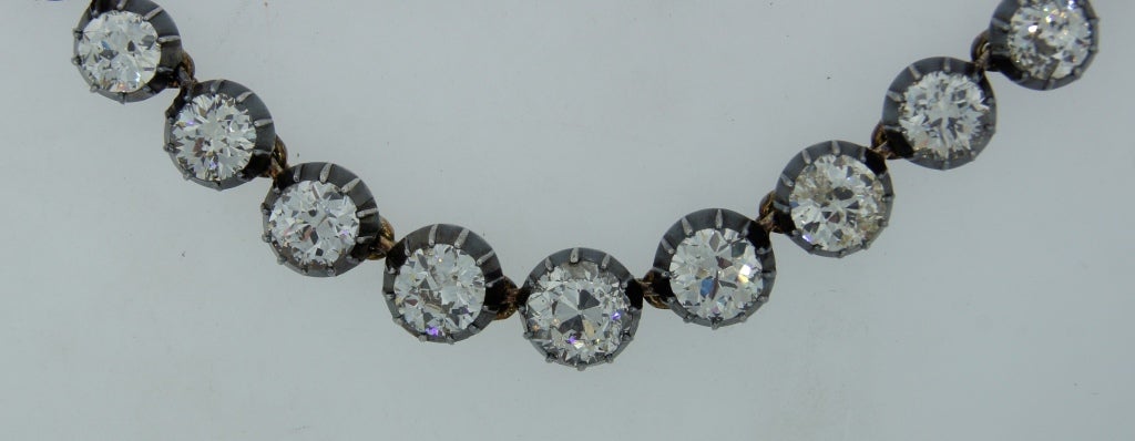 Victorian Diamond Silver & Rose Gold Graduating Riviere Necklace 2