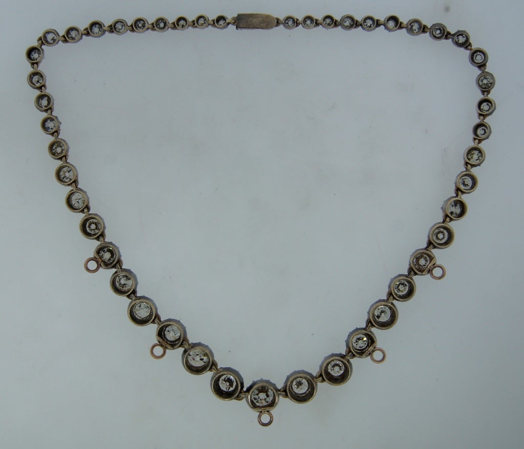 Victorian Diamond Silver & Rose Gold Graduating Riviere Necklace 5