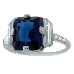 Antique CARTIER Art Deco Sapphire Diamond & Platinum Ring