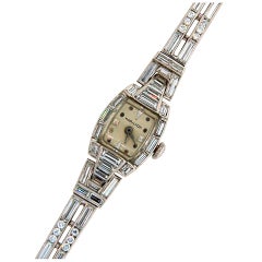Retro Hamilton Lady's Diamond and Platinum Wristwatch