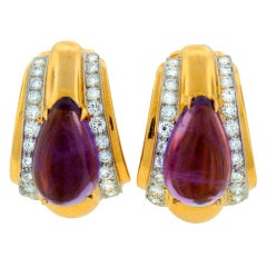 DAVID WEBB Amethyst Diamond & Yellow Gold Earrings 4