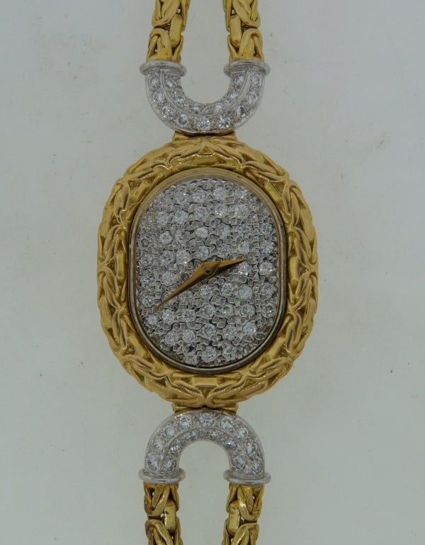 Women's Bueche-Girod Lady's Yellow Gold and Diamond Bracelet Watch