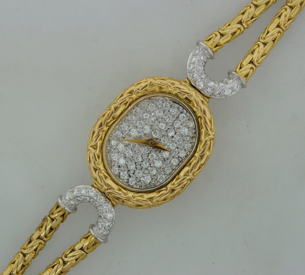 Bueche-Girod Lady's Yellow Gold and Diamond Bracelet Watch 1