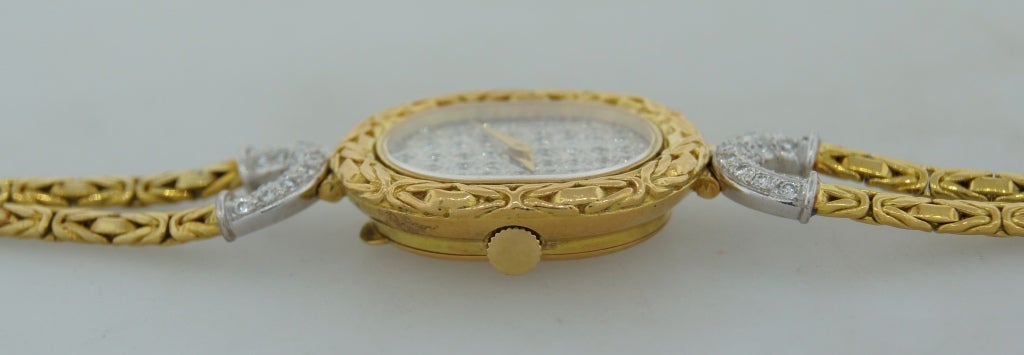 Bueche-Girod Lady's Yellow Gold and Diamond Bracelet Watch 5