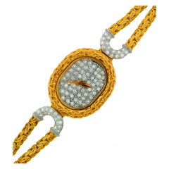 Vintage Bueche-Girod Lady's Yellow Gold and Diamond Bracelet Watch