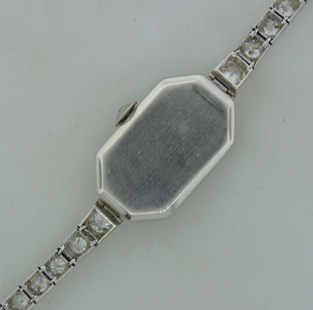 Women's Cartier Lady's Platinum and Diamond Art Deco Bracelet Watch