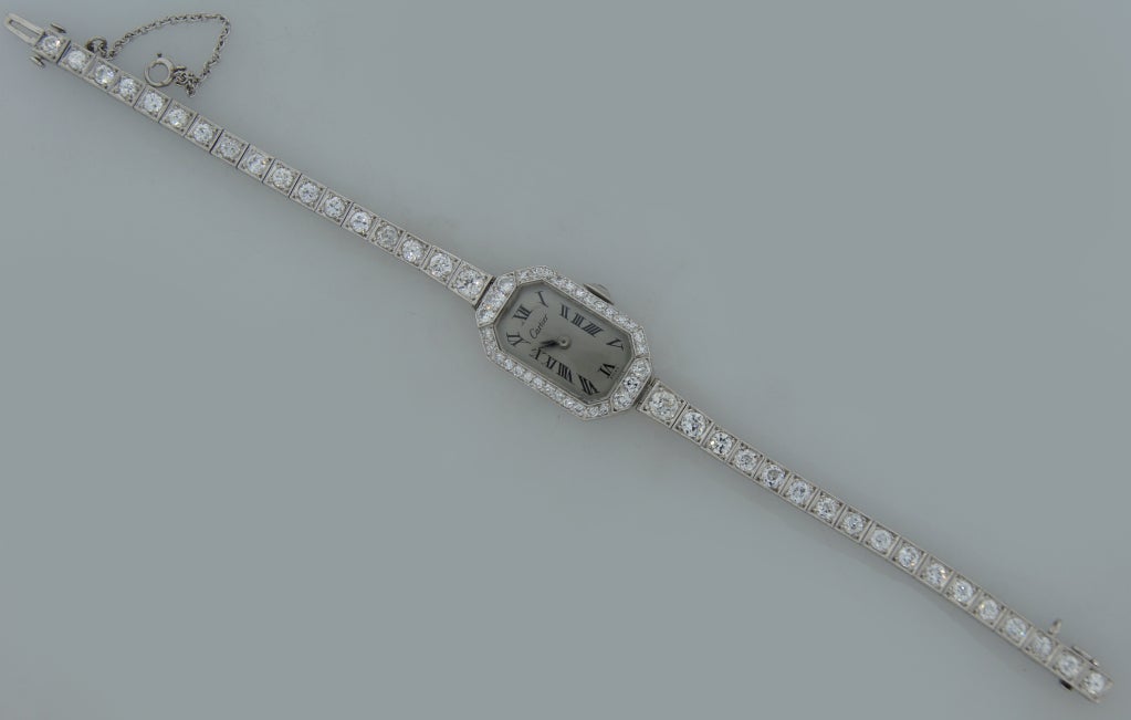 Cartier Lady's Platinum and Diamond Art Deco Bracelet Watch 3