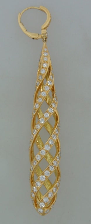 TIFFANY & Co. / Paloma Picasso Diamond & Yellow Gold Earrings In Excellent Condition In Beverly Hills, CA