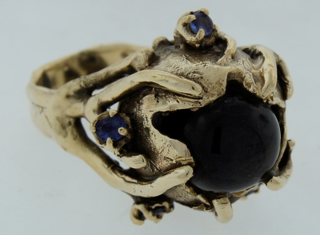 black sapphire gold ring