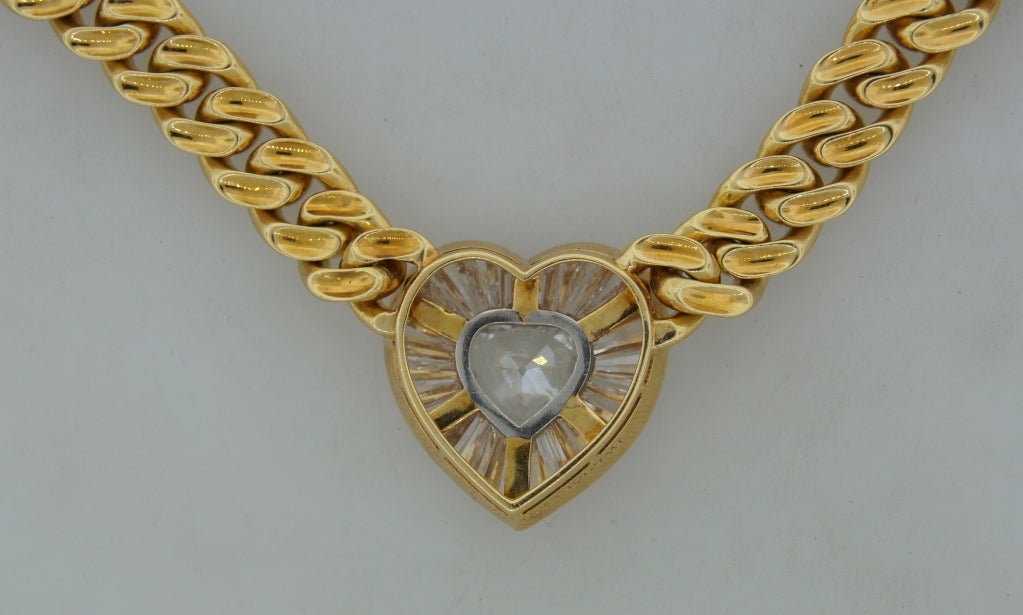 BULGARI Diamond Heart & Yellow Gold Necklace 1