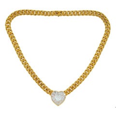 BULGARI Diamond Heart & Yellow Gold Necklace 4