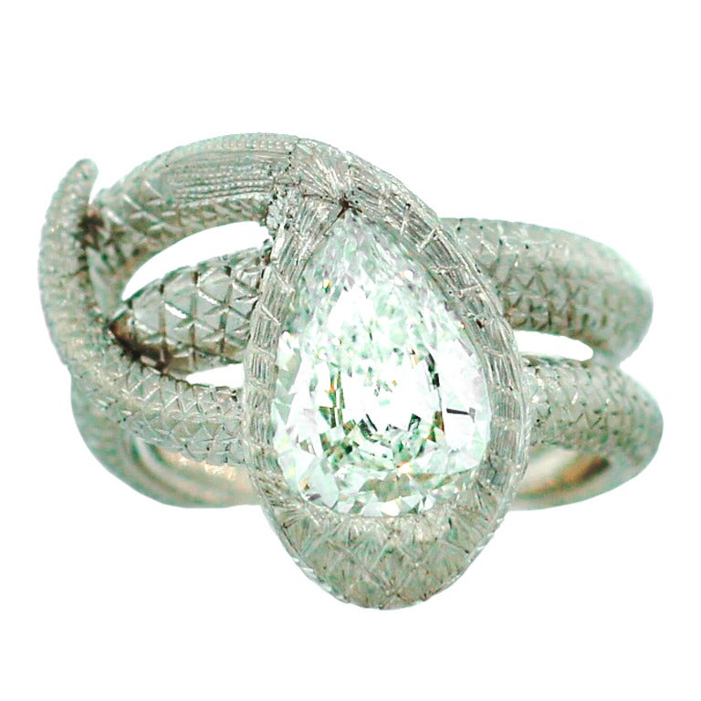 HANCOCKS 2.04-ct Diamond (F/SI1 GIA) 
Platinum Snake Ring