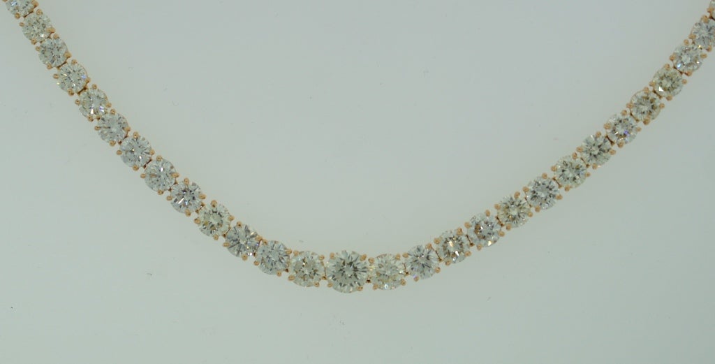 Harry Winston Diamond Yellow Gold Riviere Necklace In Excellent Condition In Beverly Hills, CA