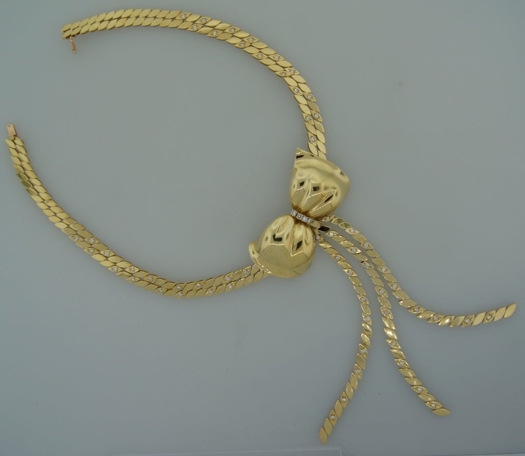 Women's 1970's M. Gérard Diamond & Yellow Gold Necklace & Earrings Set