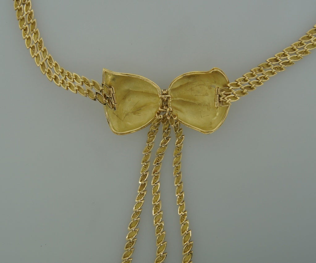 1970's M. Gérard Diamond & Yellow Gold Necklace & Earrings Set 1