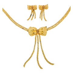 1970's M. Gérard Diamond & Yellow Gold Necklace & Earrings Set