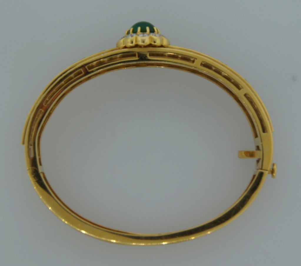 Van Cleef & Arpels Emerald Diamond Yellow Gold Bangle Bracelet VCA 1980s 2