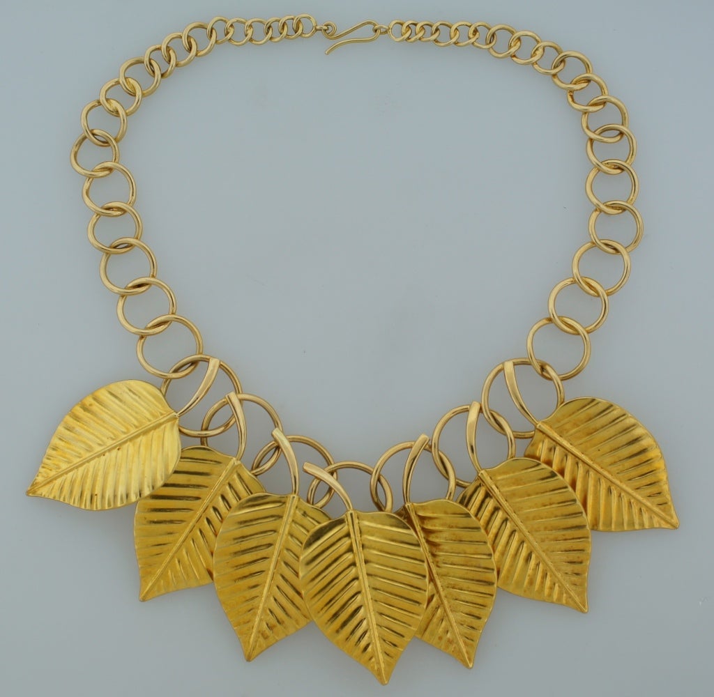 Breathtaking yellow gold necklace created by Greek designer Ilias Lalaounis. It was produced at the Lalaounis workshop in Athens where a 4,000 year old tradition of Greek art is kept alive. Age old techniques such as granulation, filigree and hand