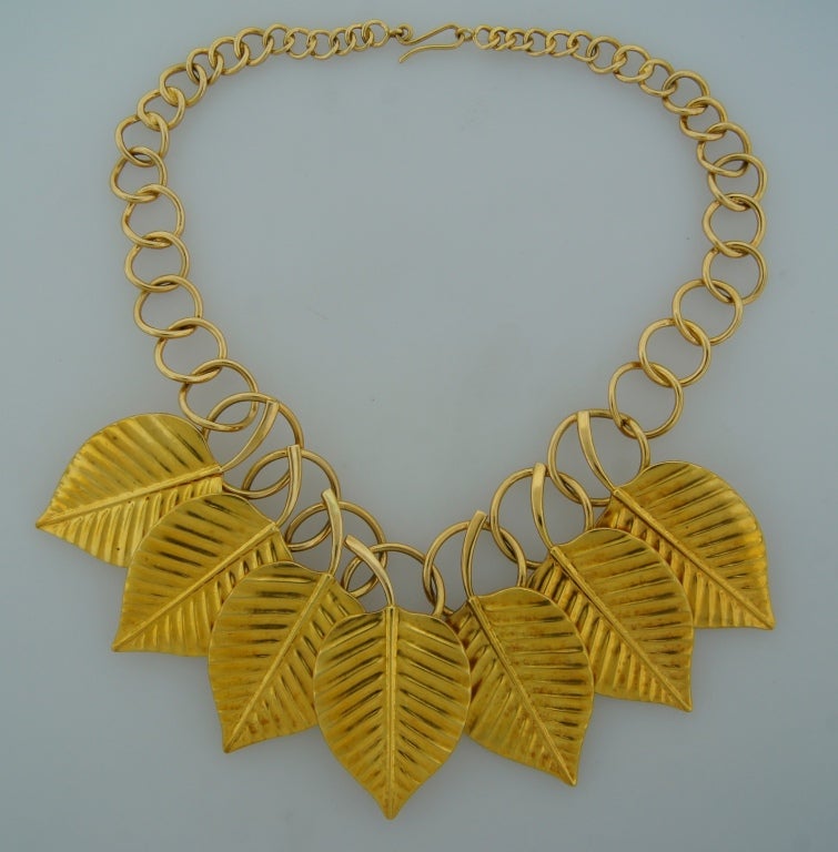 Ilias Lalaounis Yellow Gold Leaf Necklace 1