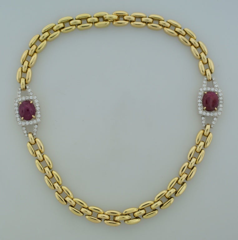 David Webb Ruby Diamond Gold Necklace Bracelet Interchangeable In Excellent Condition In Beverly Hills, CA