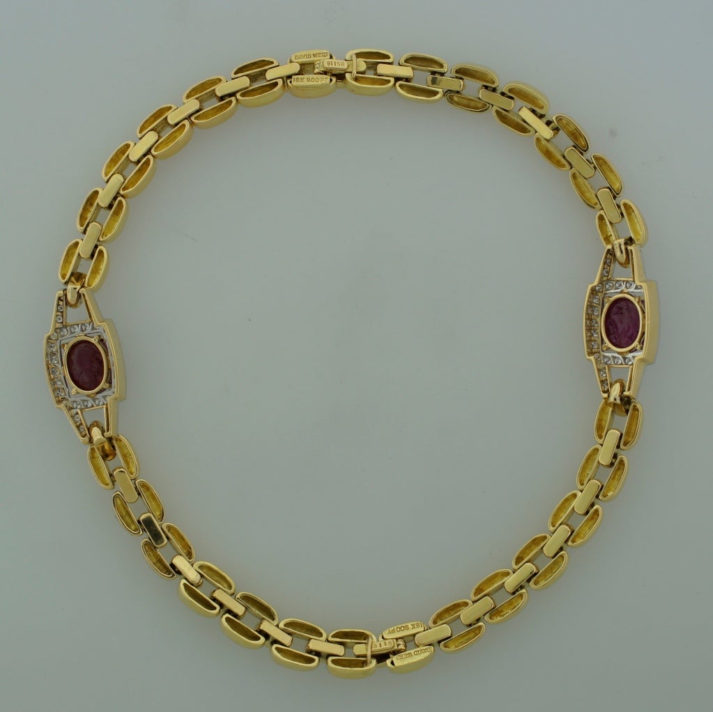 David Webb Ruby Diamond Gold Necklace Bracelet Interchangeable 1