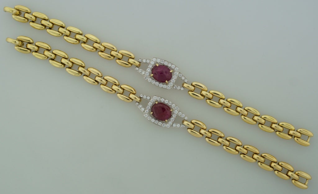 David Webb Ruby Diamond Gold Necklace Bracelet Interchangeable 2