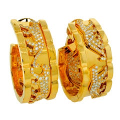 Cartier Diamond & Yellow Gold Panthere Earrings