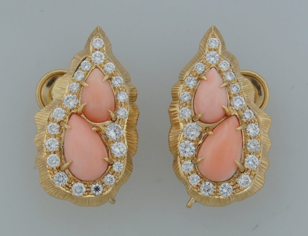 Women's Cartier Coral Diamond Yellow Gold Interchangeable Earrings