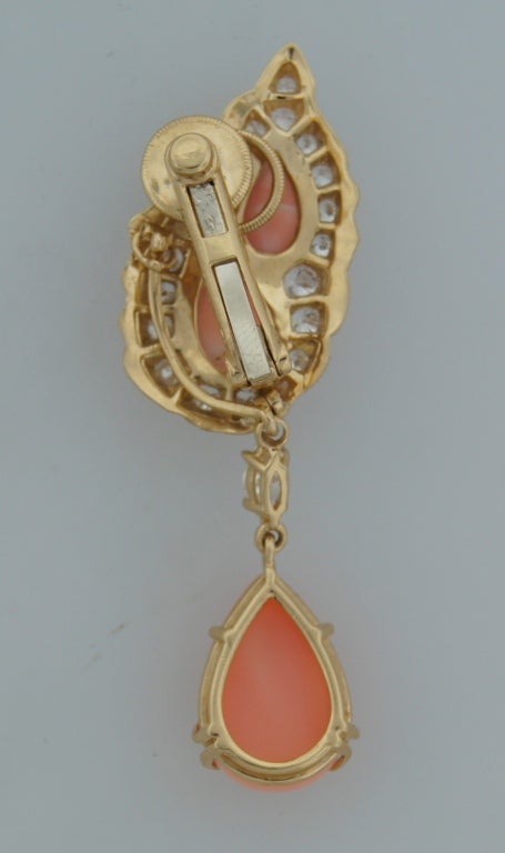 Cartier Coral Diamond Yellow Gold Interchangeable Earrings 1