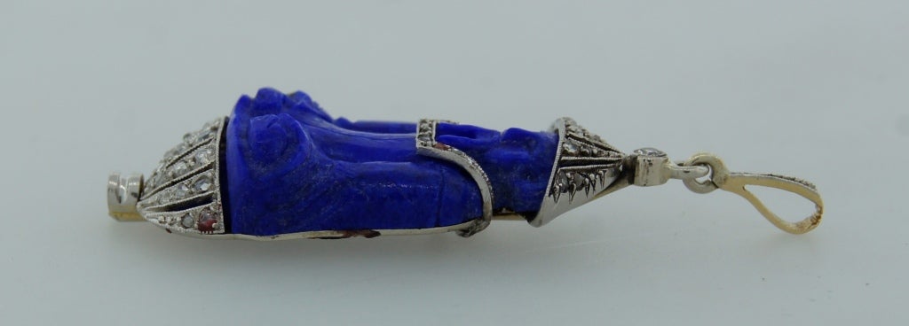 Art Deco Chinoiserie Lacloche Lapis Lazuli Diamond Pendant 2